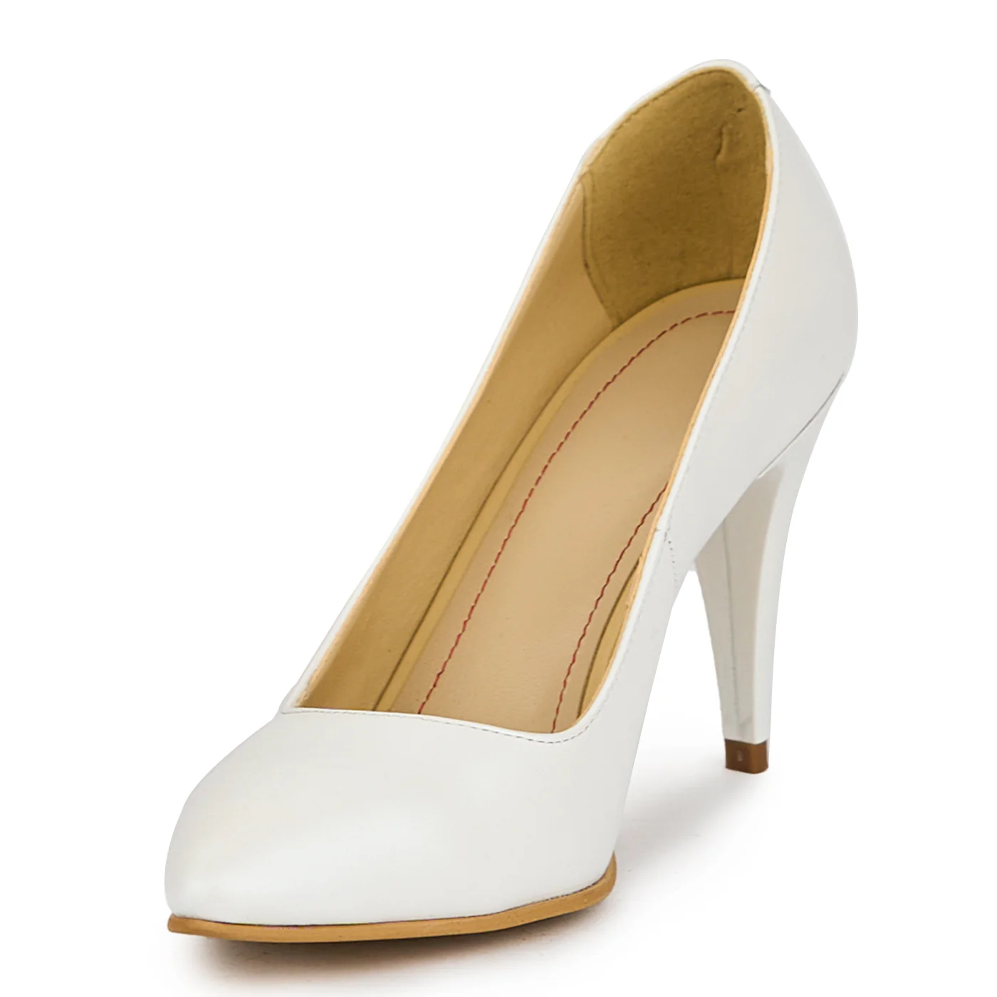 Pantofi dama din piele naturala alb sidef cu toc subtire 10 cm 15073 - Image 3