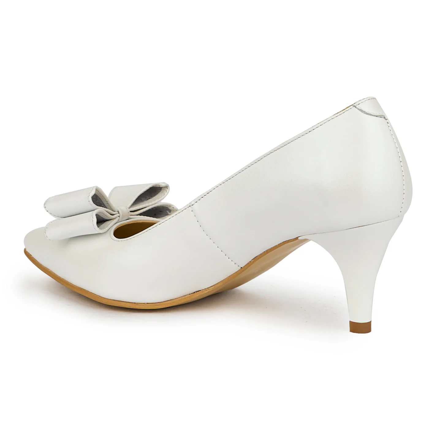 Pantofi dama din piele naturala alb sidef cu toc subtire 7 cm 15062 - Image 2