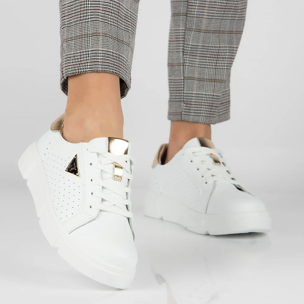 Pantofi dama sport din piele naturala alba 13017 - Image 6