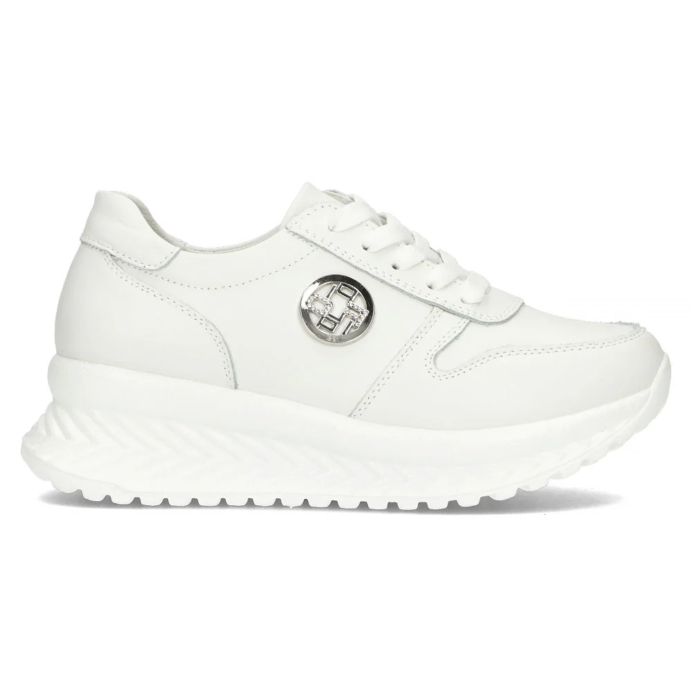 Pantofi dama din piele naturala alba 13136