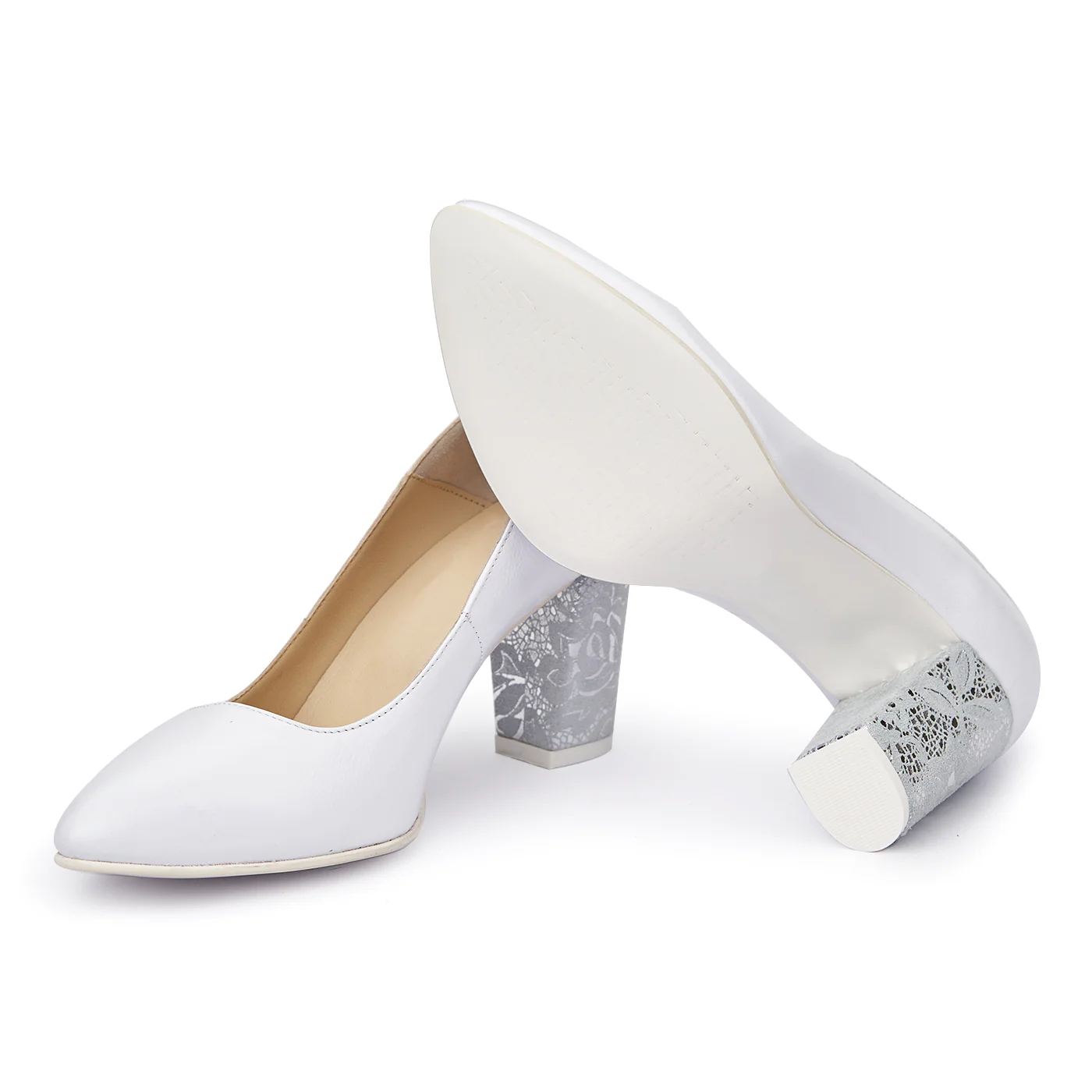 Pantofi dama din piele naturala alba 4998 - Image 3