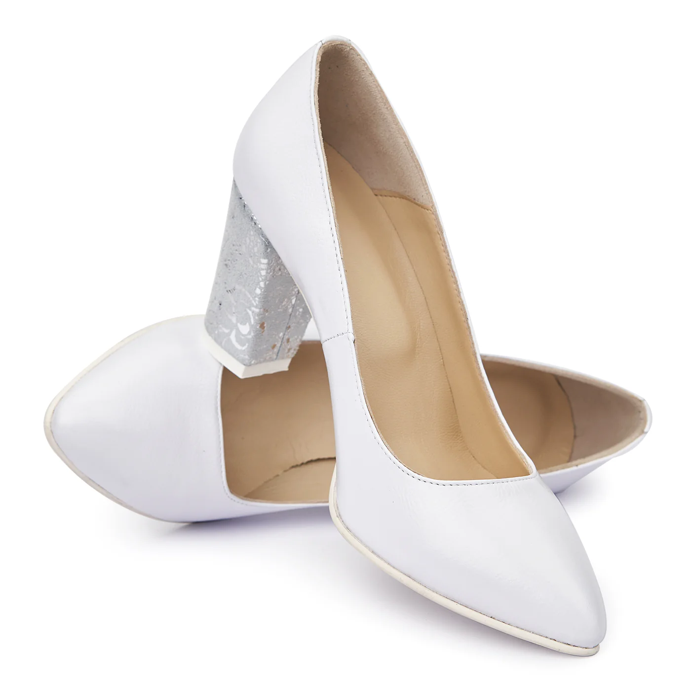 Pantofi dama din piele naturala alba 4998 - Image 4