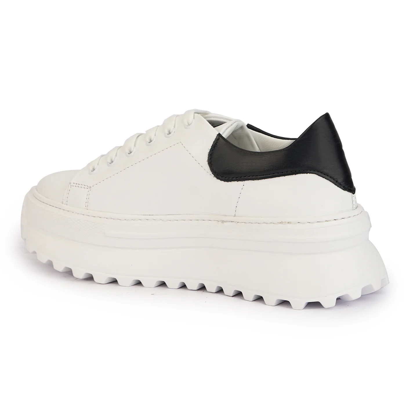 Pantofi dama din piele naturala alba cu talpa inalta 17144 - Image 2