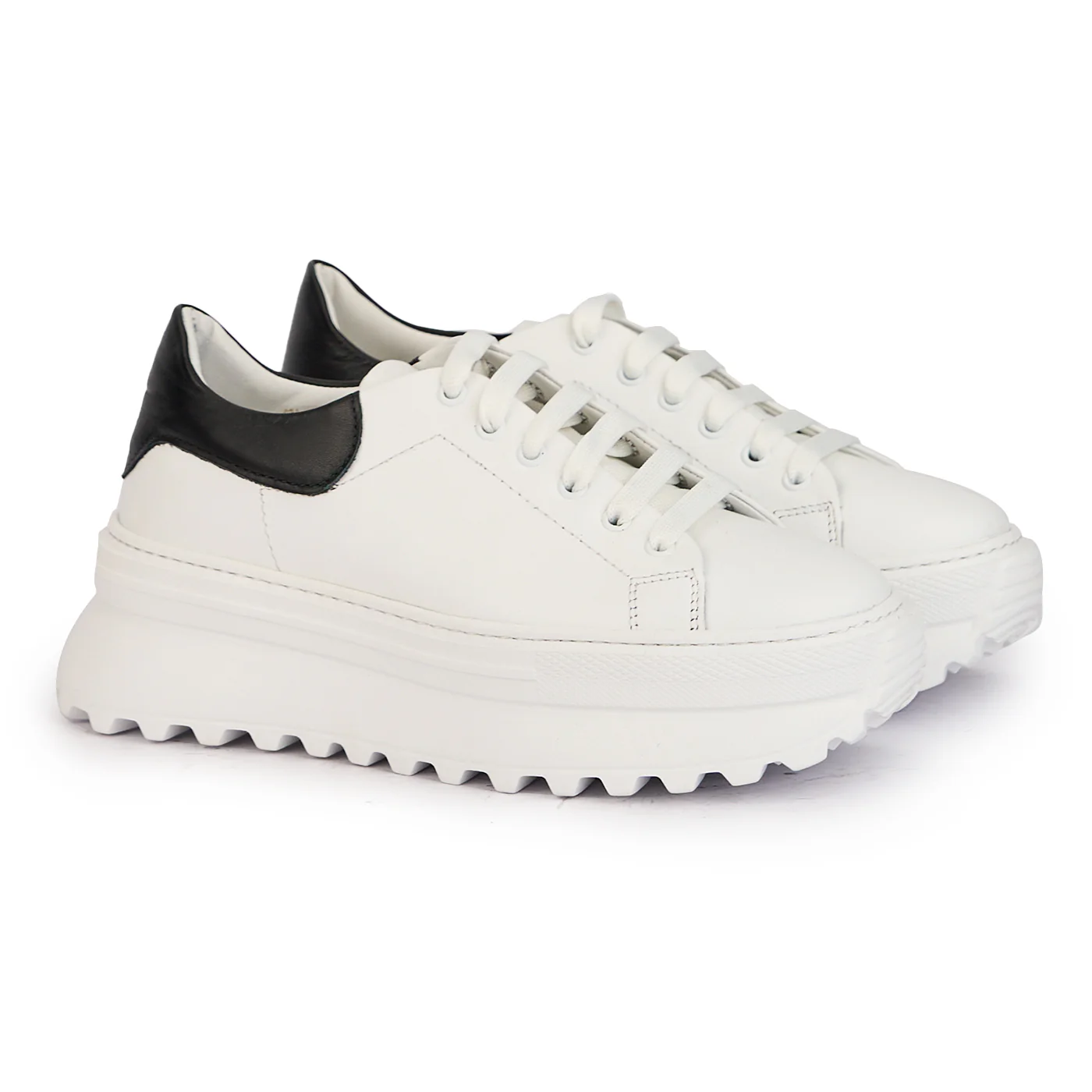 Pantofi dama din piele naturala alba cu talpa inalta 17144 - Image 4