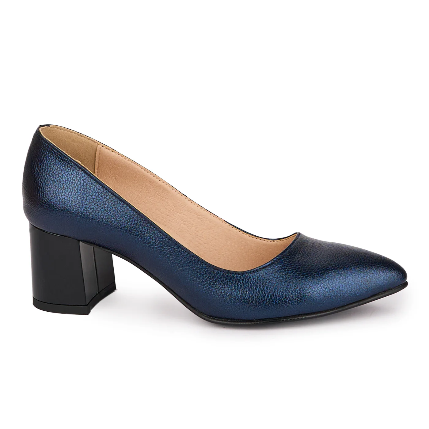 Pantofi dama din piele naturala alba cu toc gros 5.5 cm 18614