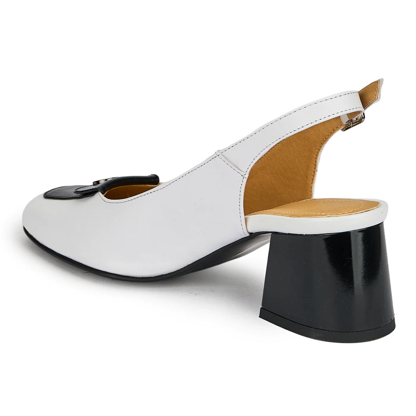 Pantofi dama din piele naturala alba cu toc gros 5.5 cm 19833 - Image 2