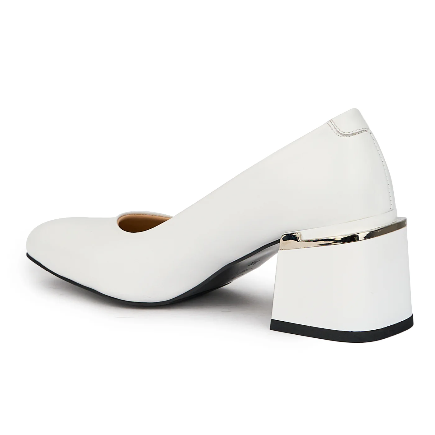Pantofi dama din piele naturala alba cu toc gros 6.5 cm 15654 - Image 2