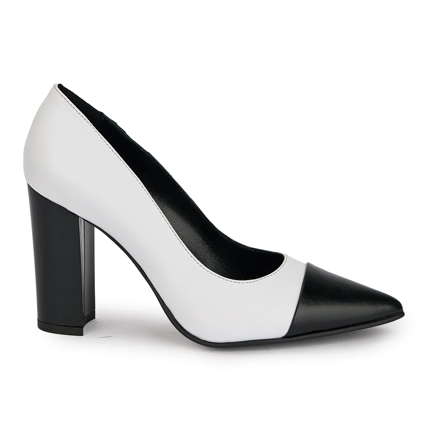 Pantofi dama din piele naturala alba cu toc gros 9.5 cm 19618