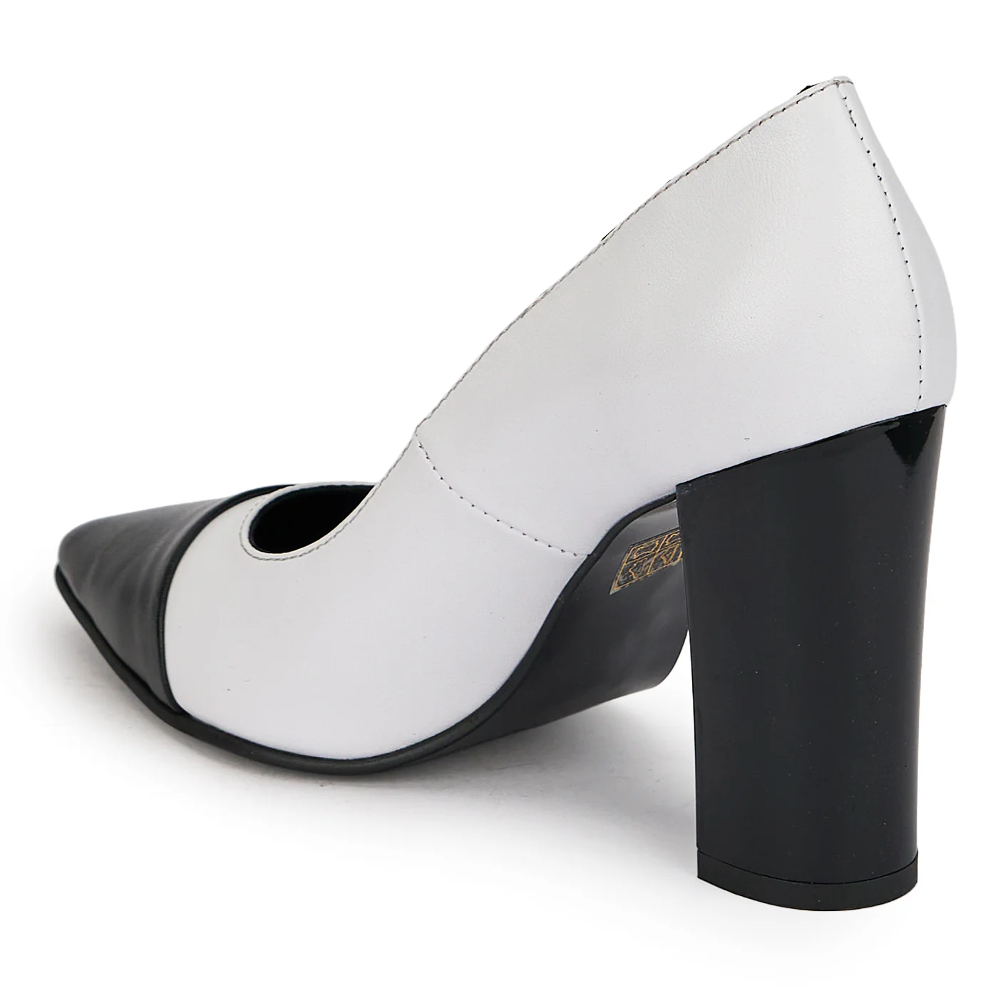 Pantofi dama din piele naturala alba cu toc gros 9.5 cm 19618 - Image 2