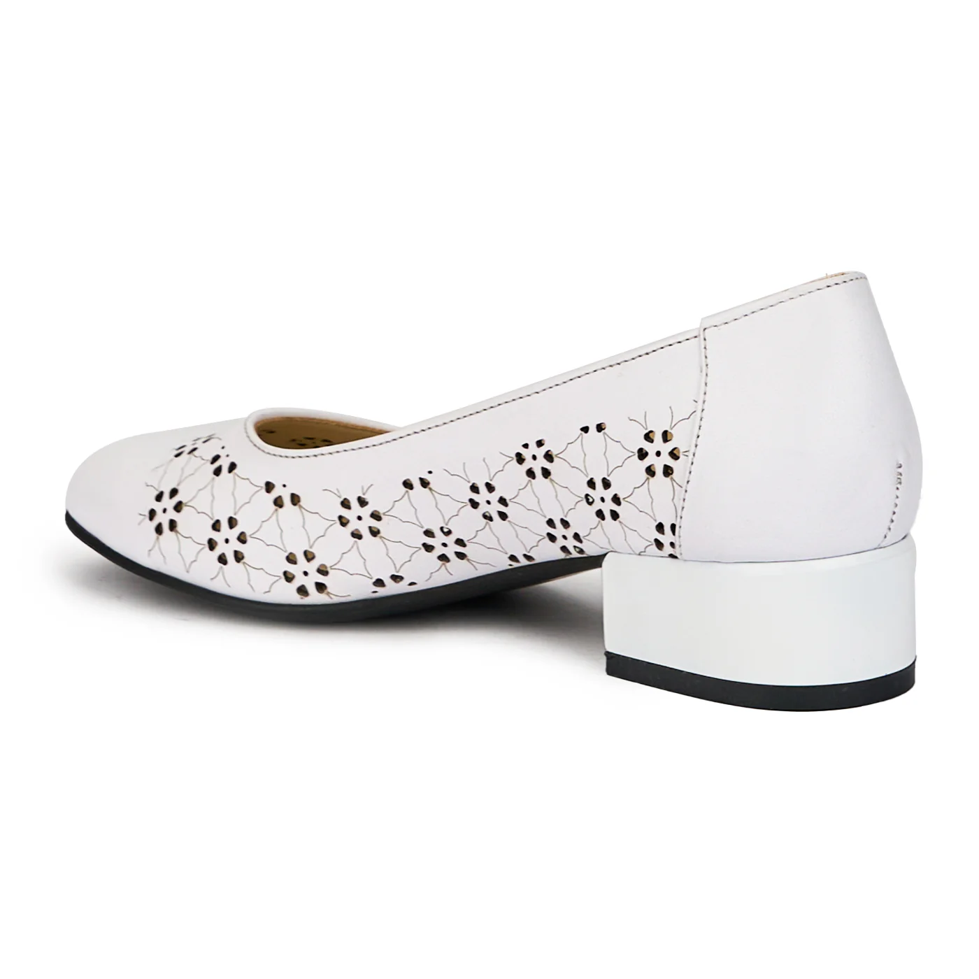 Pantofi dama din piele naturala alba cu toc mic 3.5 cm 15870 - Image 2