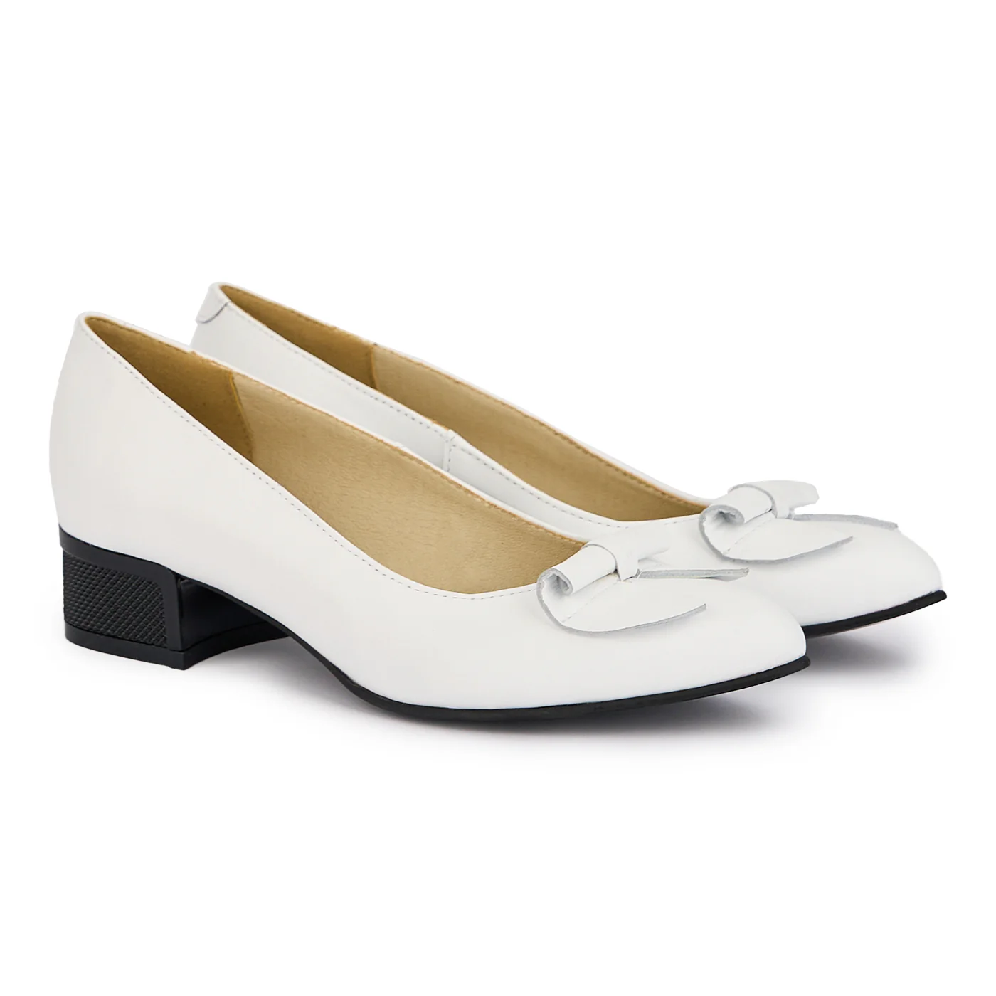 Pantofi dama din piele naturala alba cu toc mic 3.5 cm 16855 - Image 4