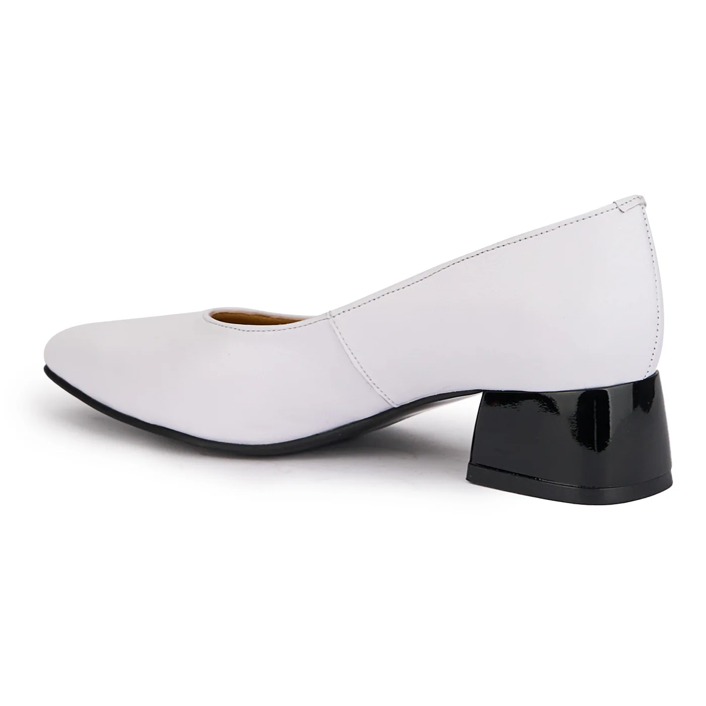 Pantofi dama din piele naturala alba cu toc mic 4 cm 16921 - Image 2