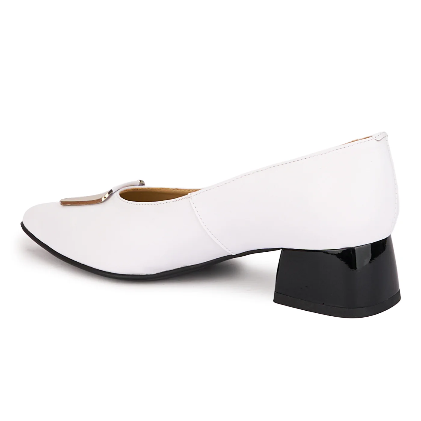 Pantofi dama din piele naturala alba cu toc mic 4 cm 18606 - Image 2