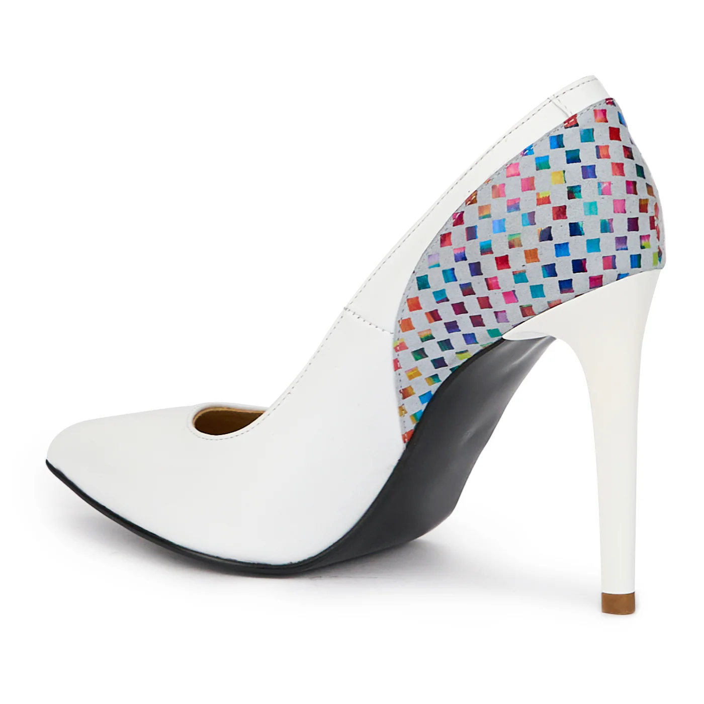 Pantofi dama din piele naturala alba cu toc subtire 10.5 cm 15427 - Image 2