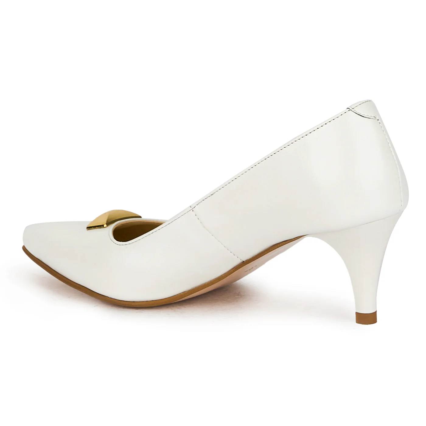 Pantofi dama din piele naturala alba cu toc subtire 17507 - Image 2