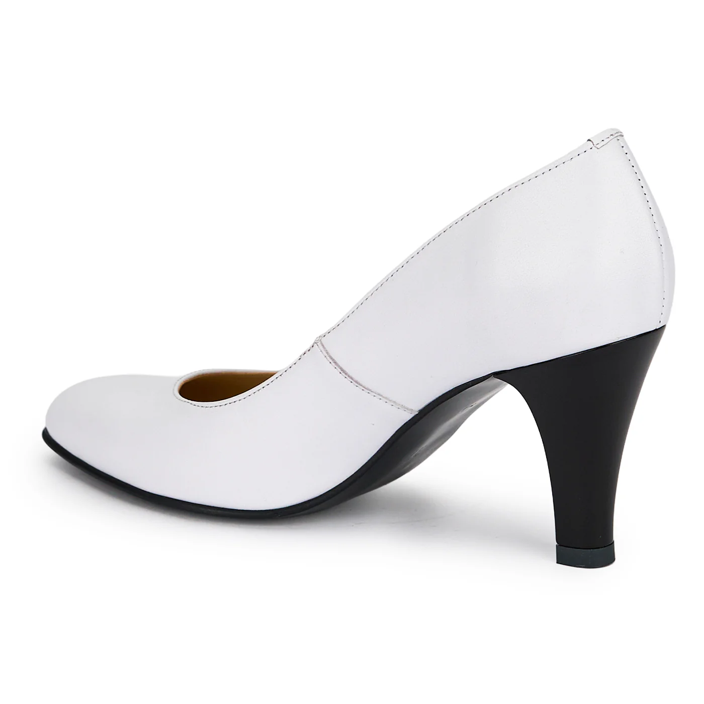 Pantofi dama din piele naturala alba cu toc subtire 8 cm 19180 - Image 2