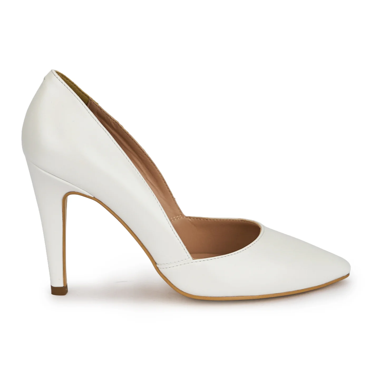 Pantofi damă din piele naturală alba cu toc subtire 9.5 cm 19633
