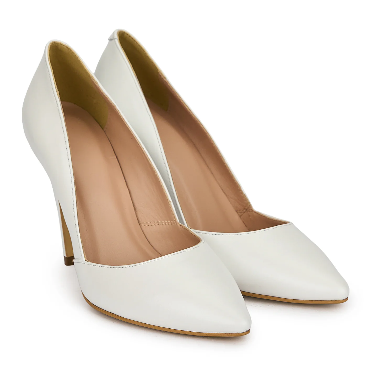 Pantofi damă din piele naturală alba cu toc subtire 9.5 cm 19633 - Image 4