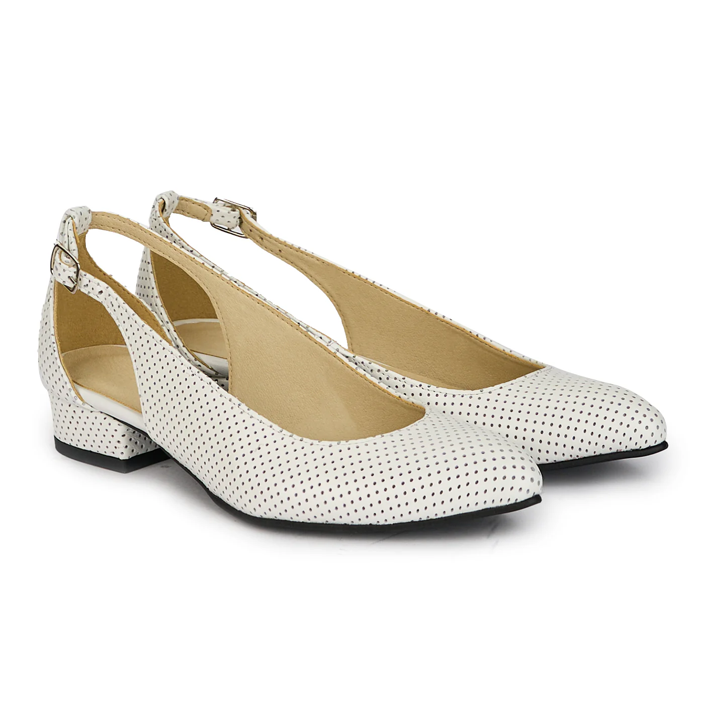Pantofi dama din piele naturala alba decupati lateral cu toc mic 3 cm 18166 - Image 4