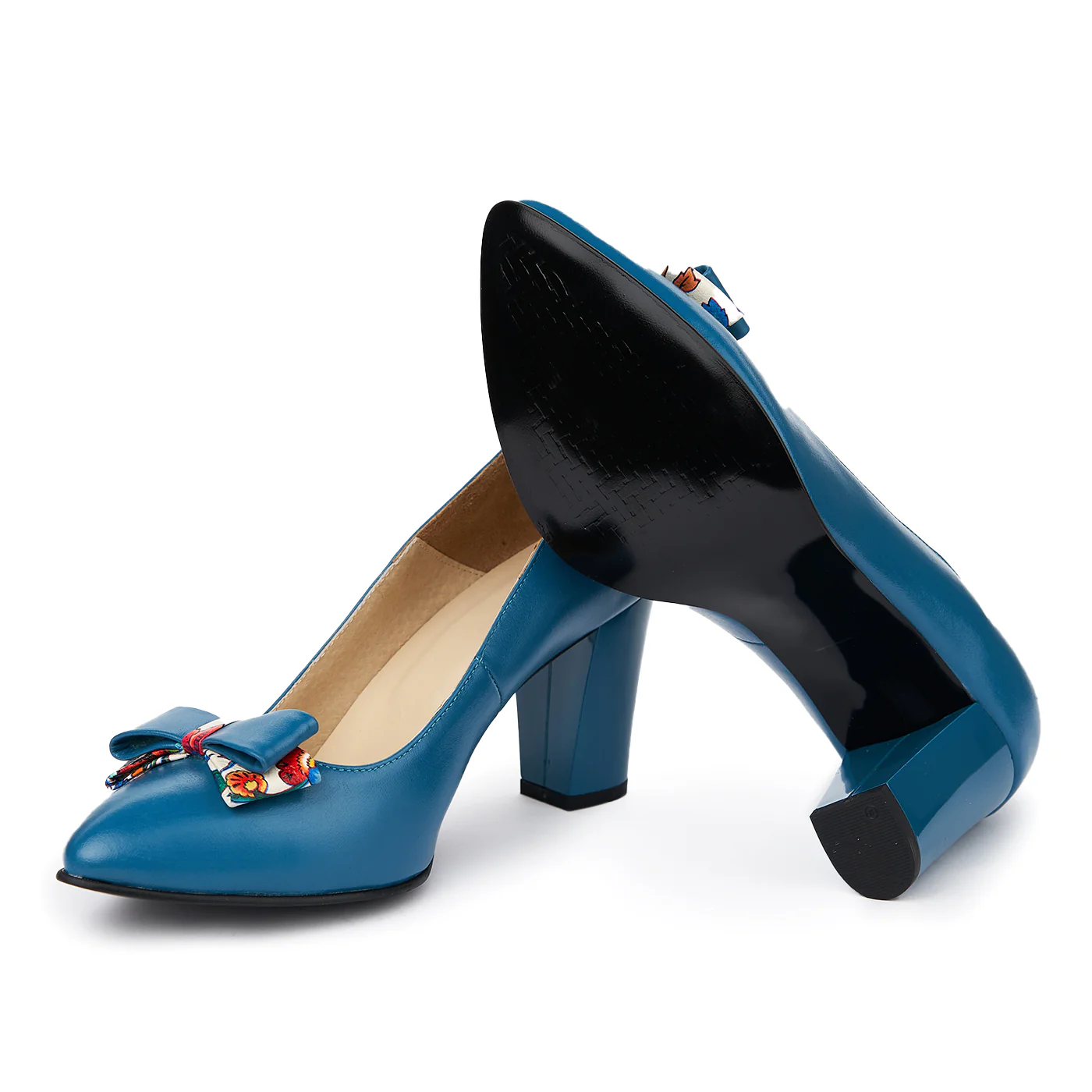 Pantofi dama din piele naturala albastra 4978 - Image 3