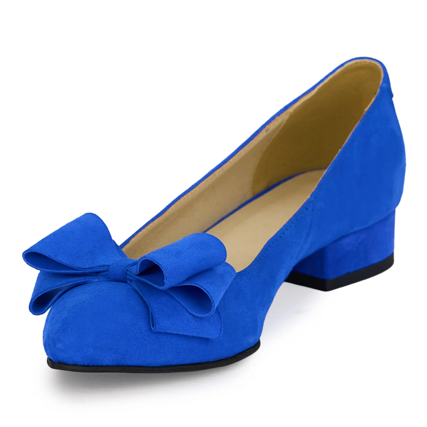 Pantofi dama din piele naturala albastra cu toc gros 3 cm 18882 - Image 3