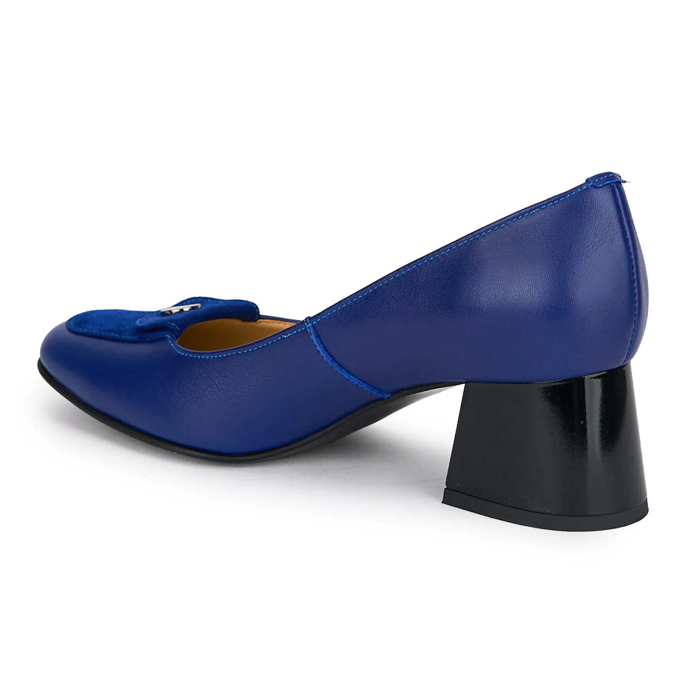 Pantofi dama din piele naturala albastra cu toc gros 5.5 cm 19184 - Image 2