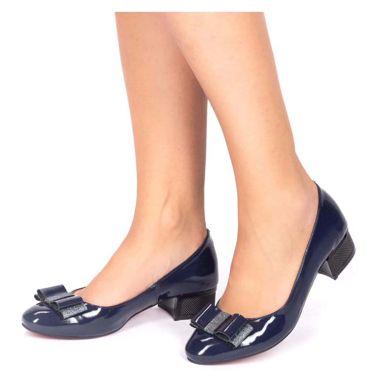 Pantofi dama din piele naturala albastra cu toc mic 3.5 cm 15756 - Image 2