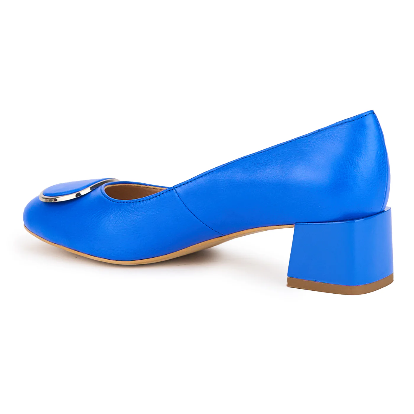 Pantofi dama din piele naturala albastra cu toc mic 4.5 cm 17040 - Image 2