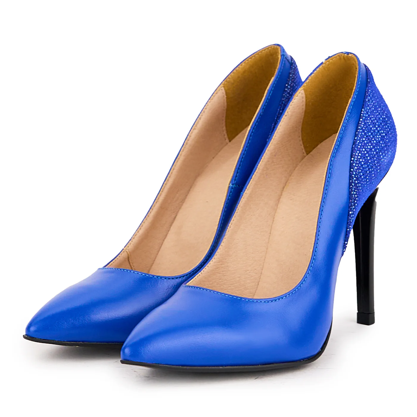 Pantofi dama din piele naturala albastra cu toc subtire 10.5 cm 16727 - Image 3