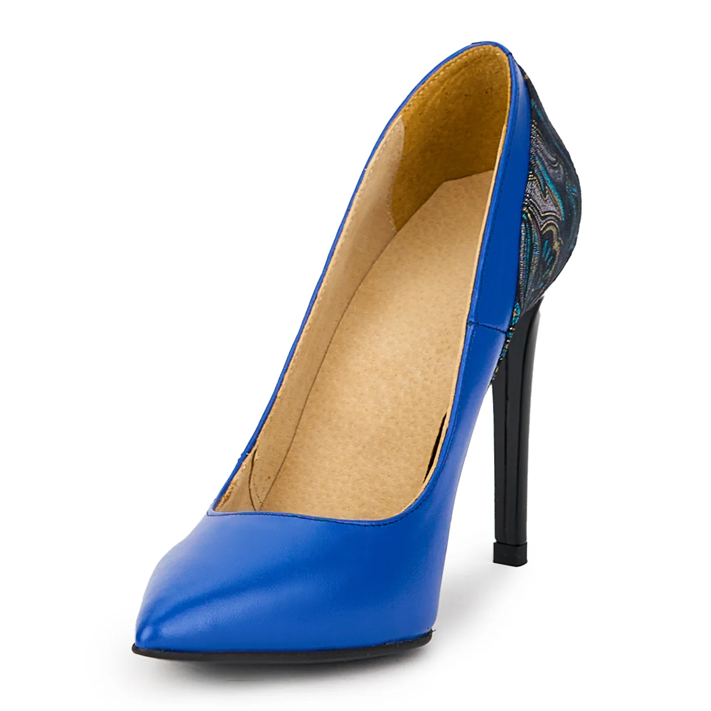 Pantofi dama din piele naturala albastra cu toc subtire 10 cm 15817 - Image 3