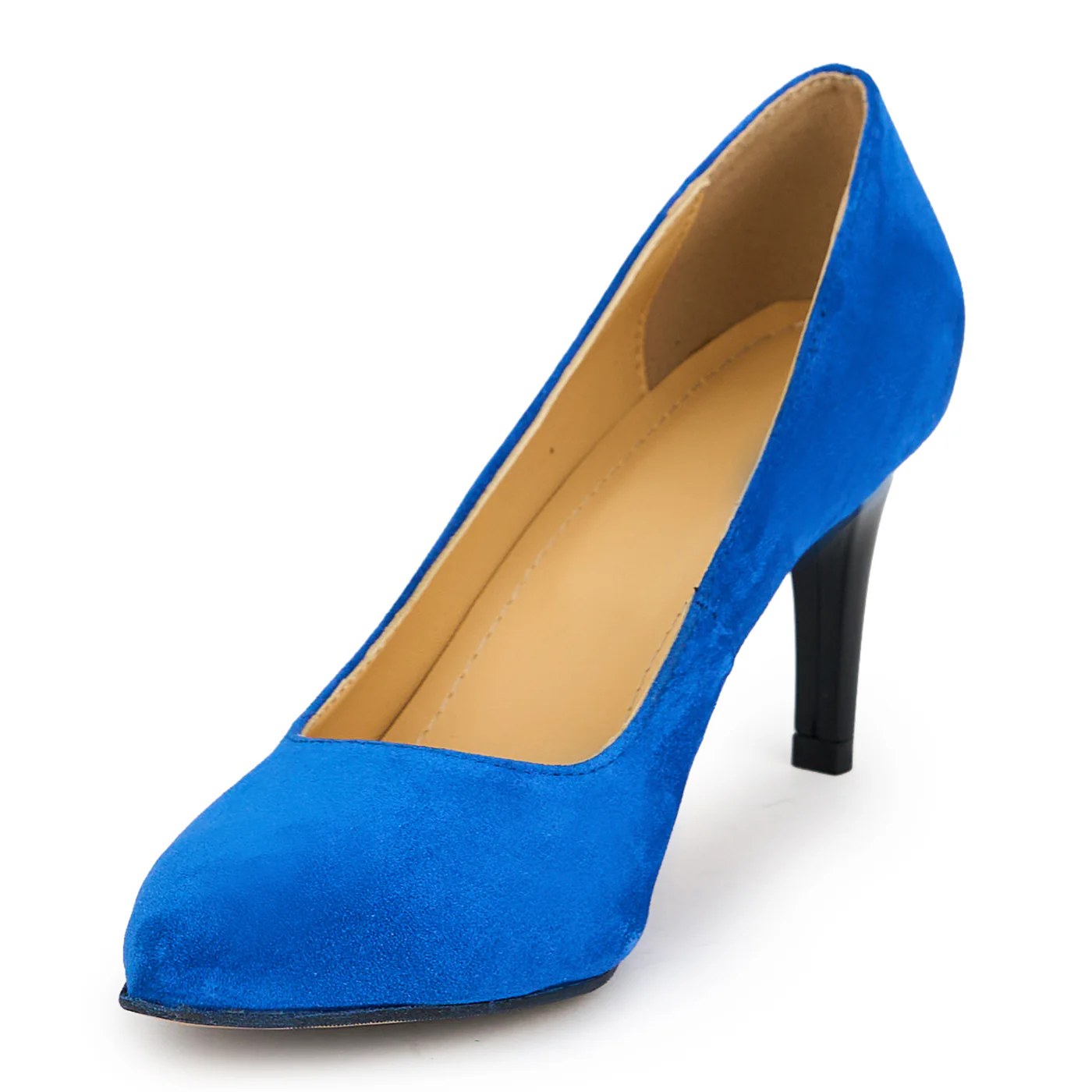Pantofi dama din piele naturala albastra cu toc subtire 7.5 cm 19378 - Image 3