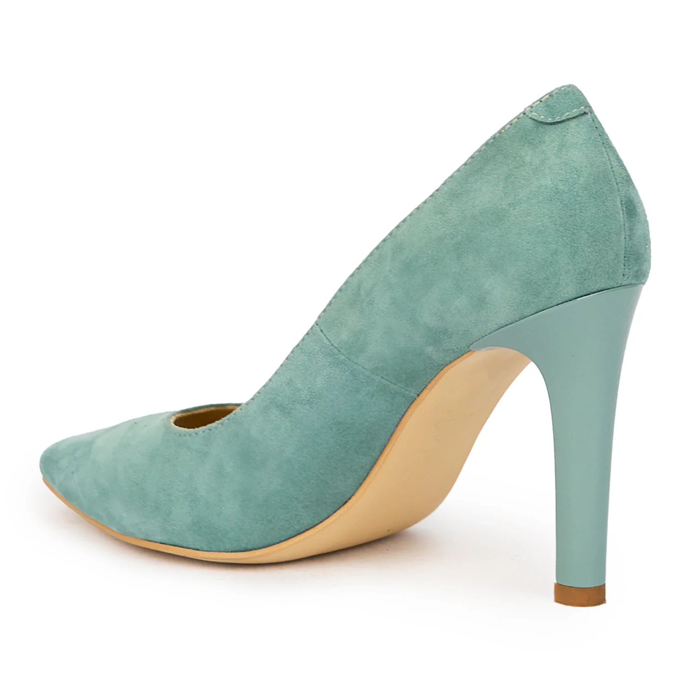 Pantofi dama din piele naturala albastra cu toc subtire 9.5 cm 15364 - Image 2