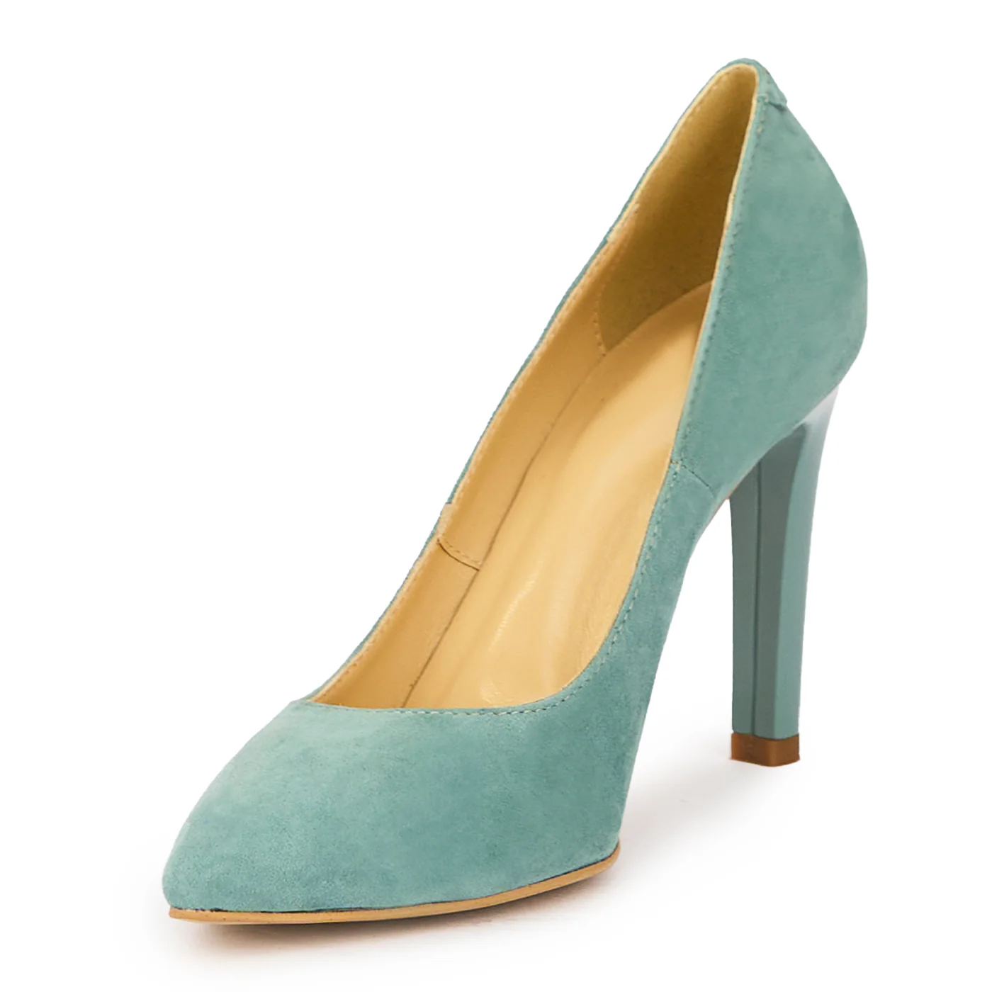 Pantofi dama din piele naturala albastra cu toc subtire 9.5 cm 15364 - Image 3