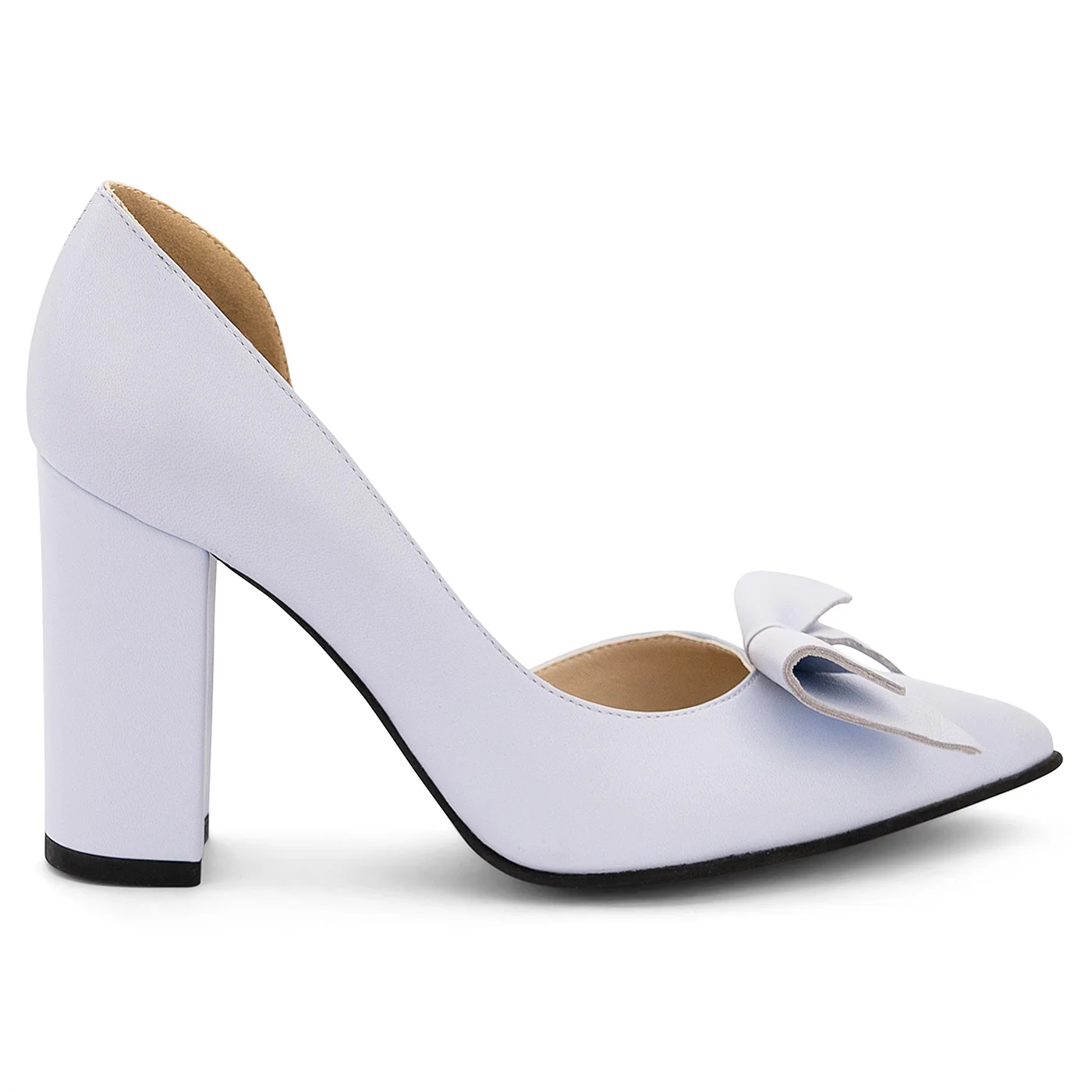 Pantofi dama din piele naturala albastru cu toc gros 9 cm 14126