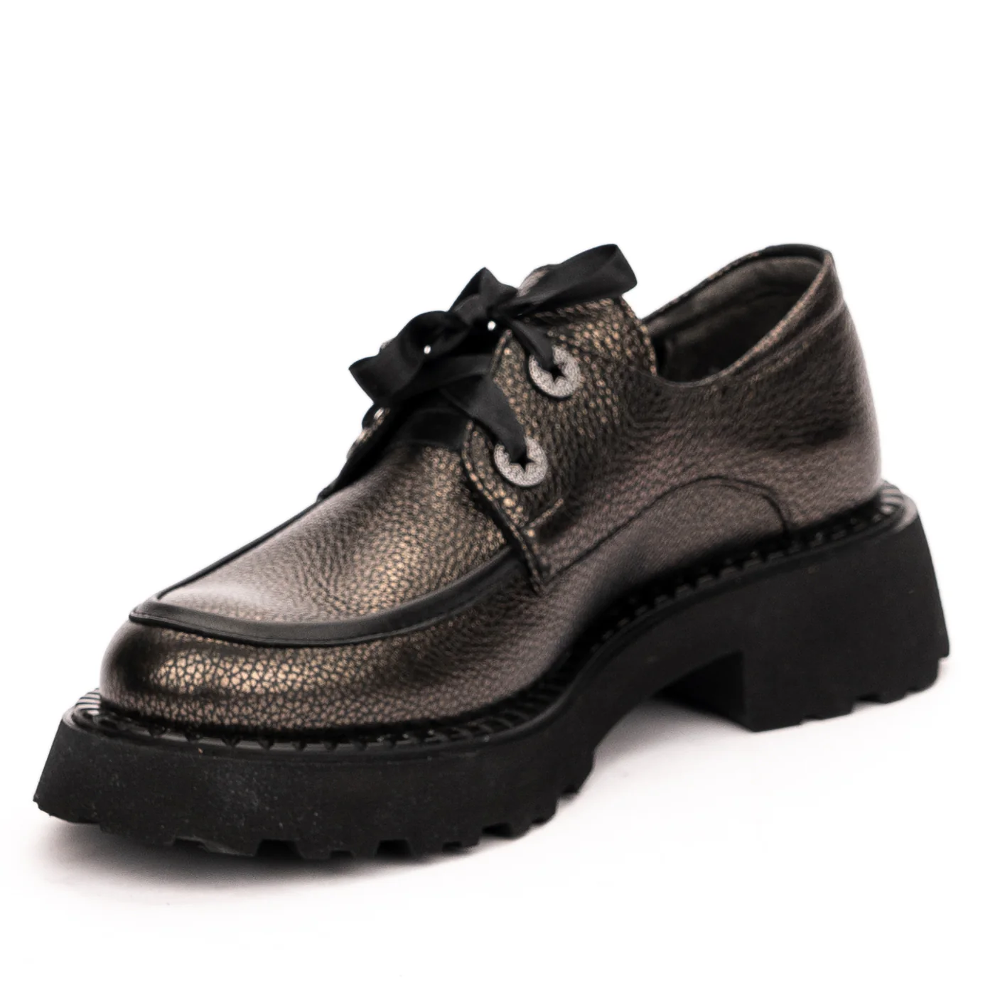 Pantofi dama din piele naturala argintie 13154 - Image 3