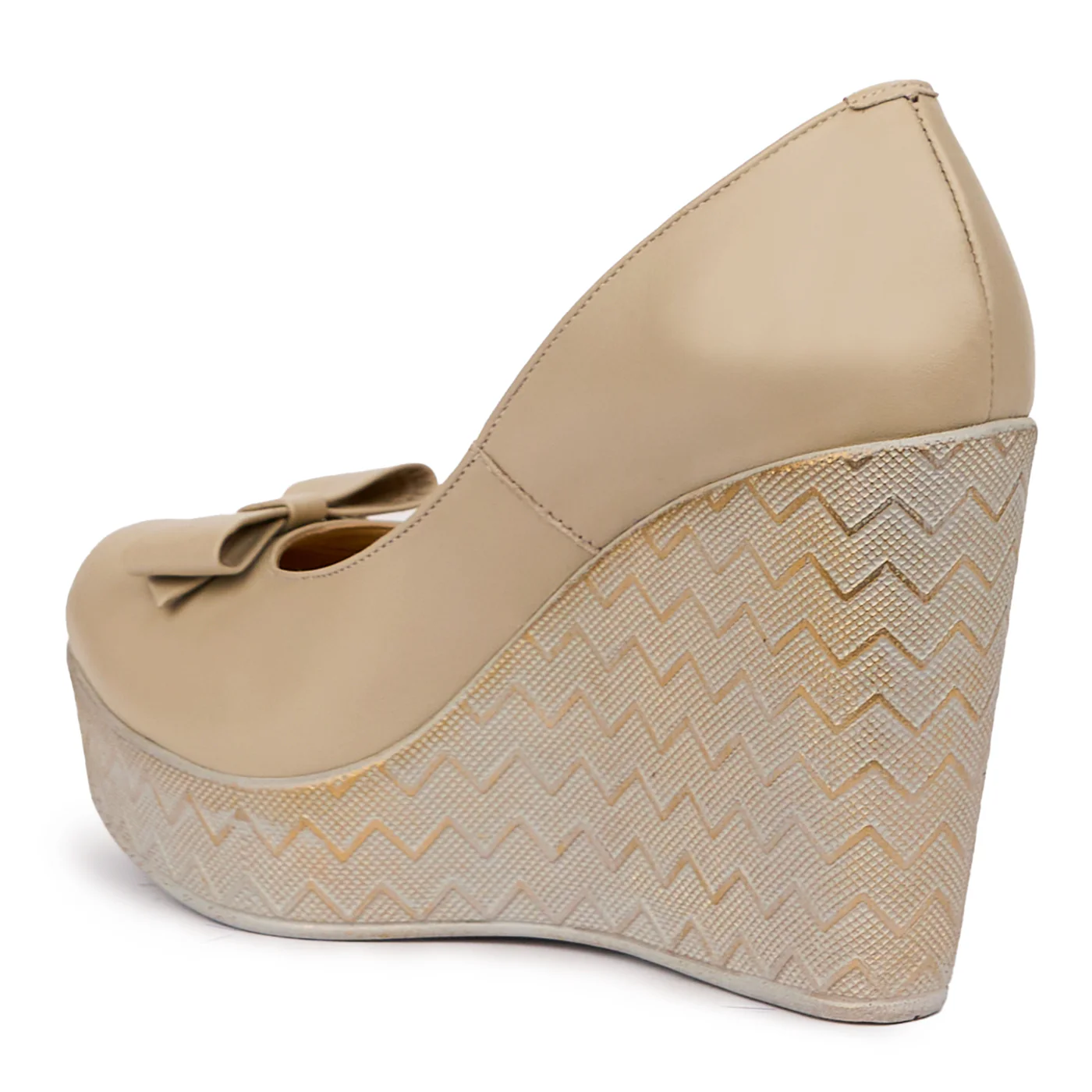 Pantofi dama din piele naturala bej cu platforma 11 cm 14349 - Image 2