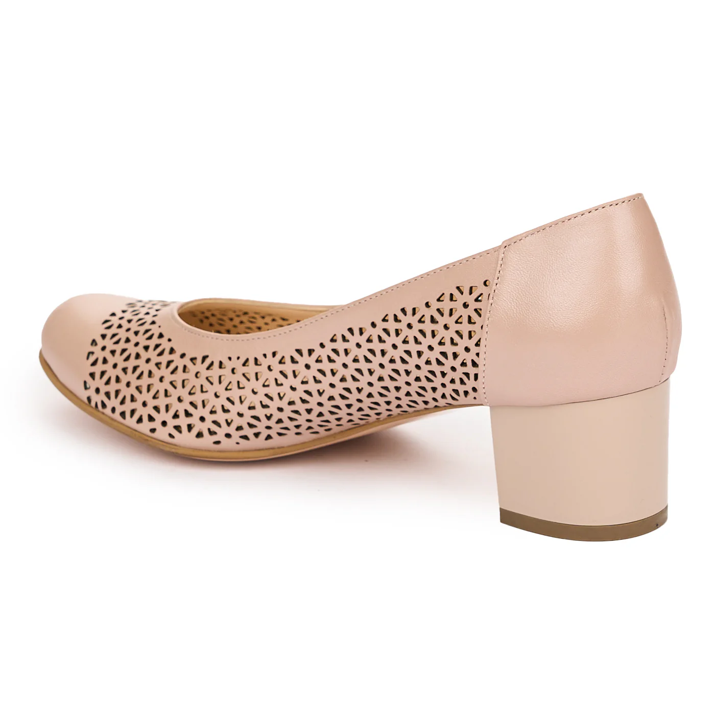 Pantofi dama din piele naturala bej cu toc 5cm 12990 - Image 2