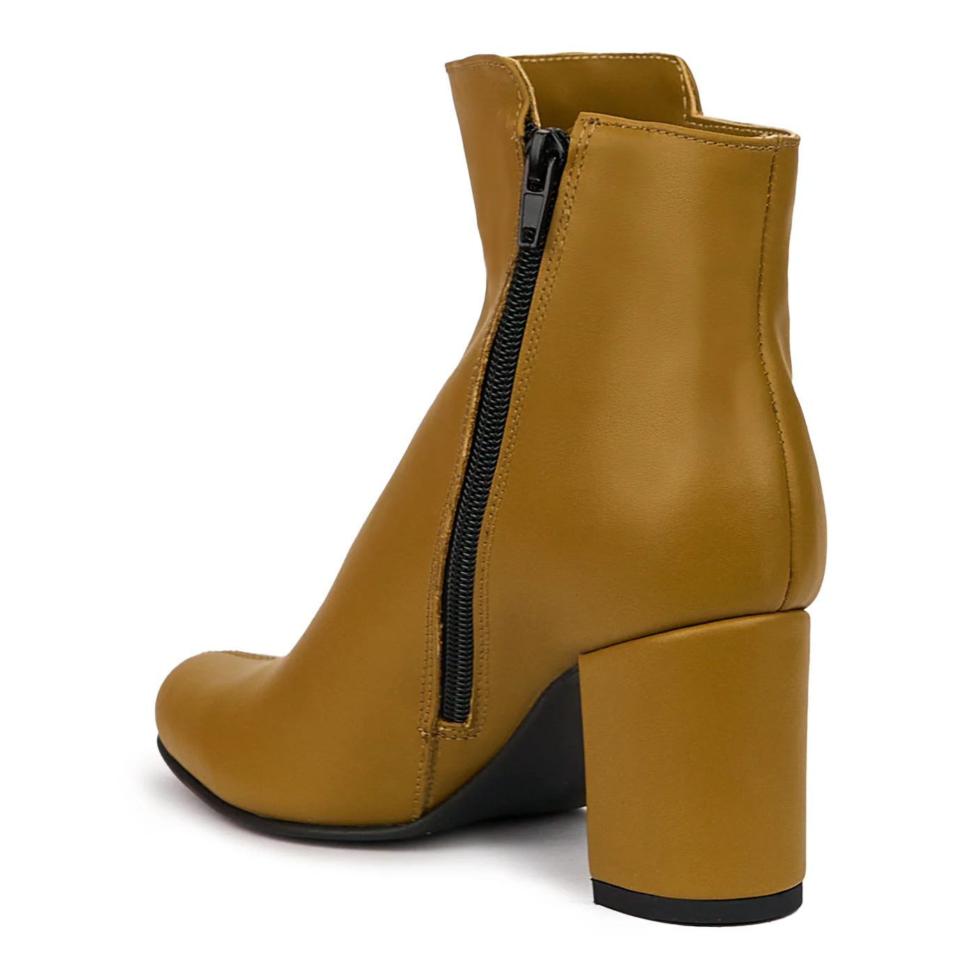 Botine dama din piele naturala bej cu toc gros 7 cm 14395 - Image 2