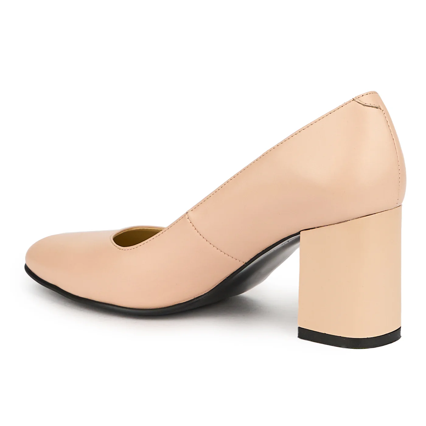 Pantofi dama din piele naturala bej cu toc gros 7 cm 15043 - Image 2