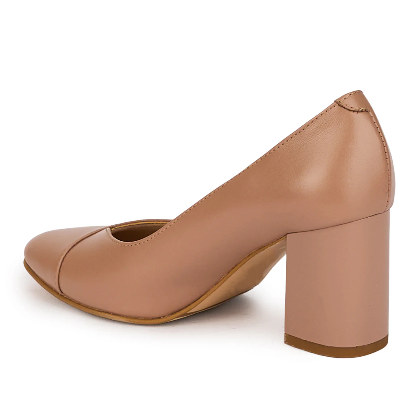 Pantofi dama din piele naturala bej cu toc gros 7 cm 18372 - Image 2