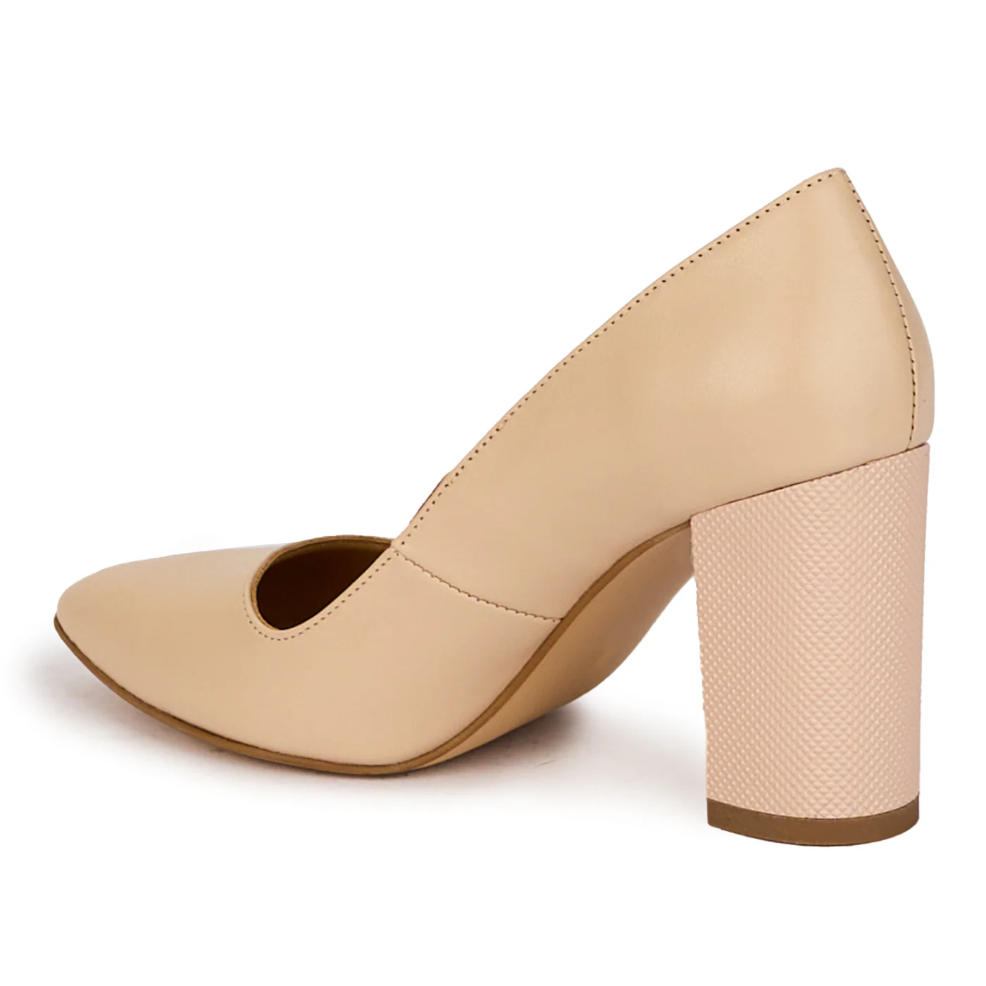 Pantofi dama din piele naturala bej cu toc gros 8.5 cm 18327 - Image 2