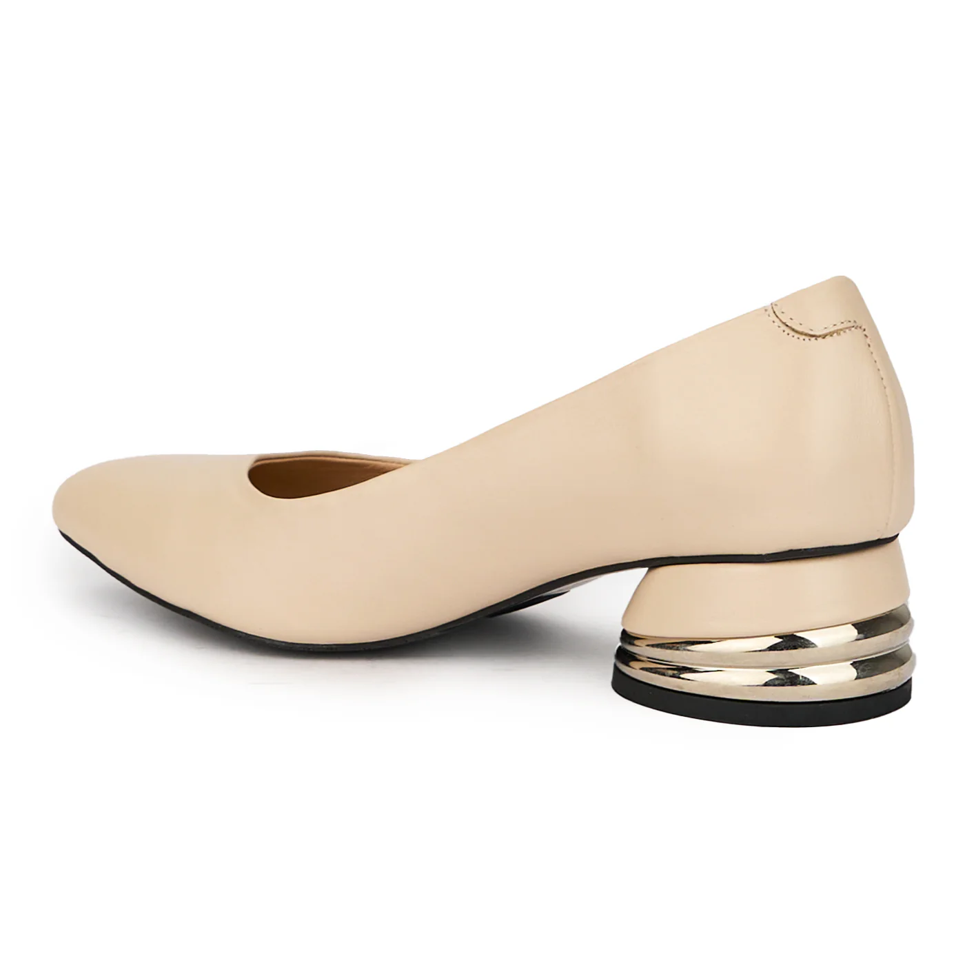 Pantofi dama din piele naturala bej cu toc mic 4 cm 15667 - Image 2