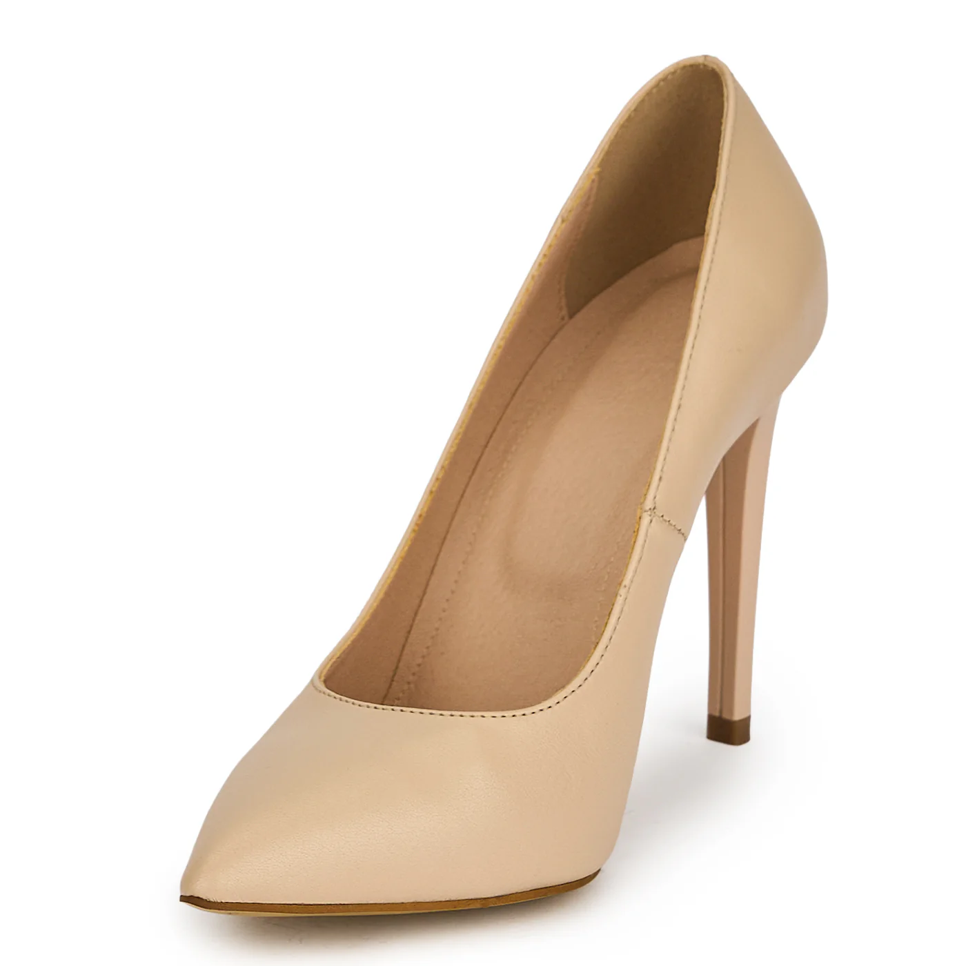 Pantofi dama din piele naturala bej cu toc subtire 10 cm 19390 - Image 3