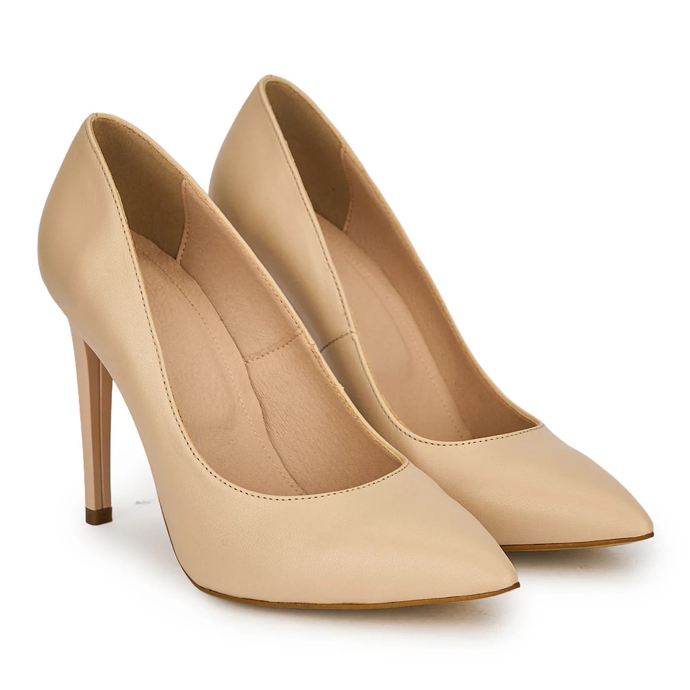 Pantofi dama din piele naturala bej cu toc subtire 10 cm 19390 - Image 4
