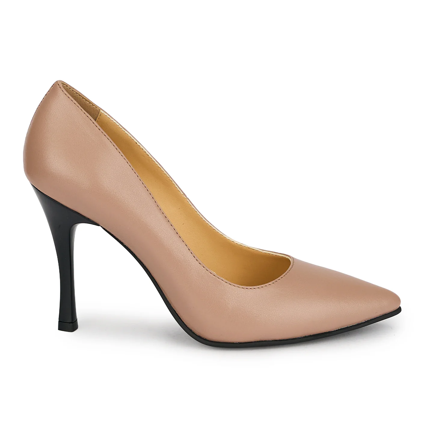 Pantofi dama din piele naturala bej cu toc subtire 10 cm 19828