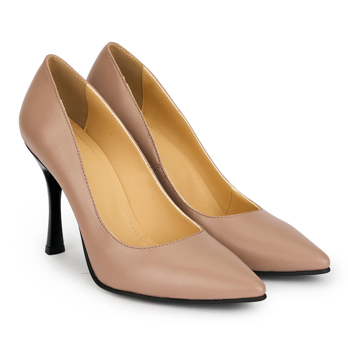 Pantofi dama din piele naturala bej cu toc subtire 10 cm 19828 - Image 4