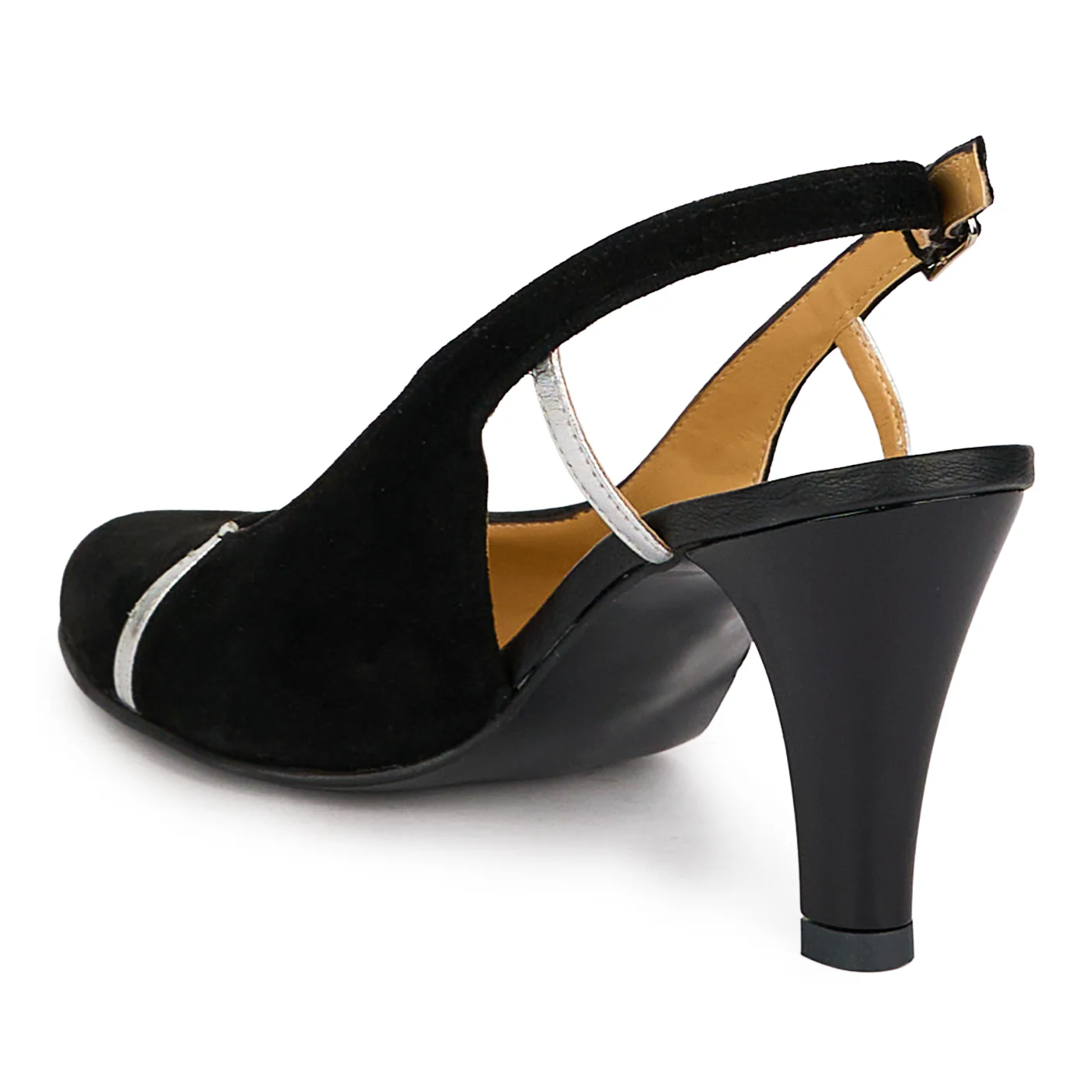 Pantofi dama din piele naturala neagra cu toc subtire 8 cm 18702 - Image 2
