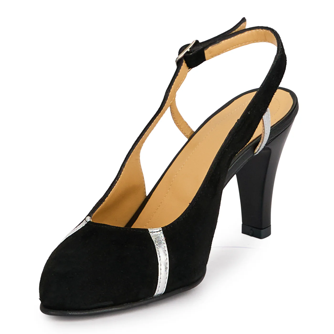 Pantofi dama din piele naturala neagra cu toc subtire 8 cm 18702 - Image 3