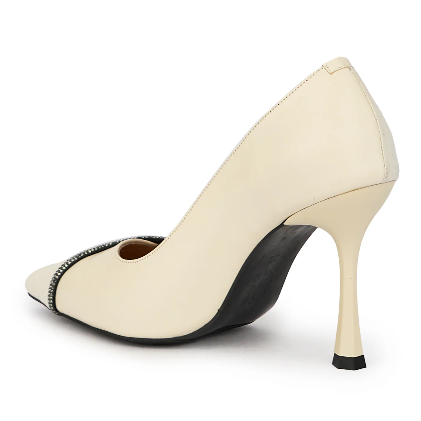 Pantofi dama din piele naturala bej cu toc subtire 9 cm 15671 - Image 2