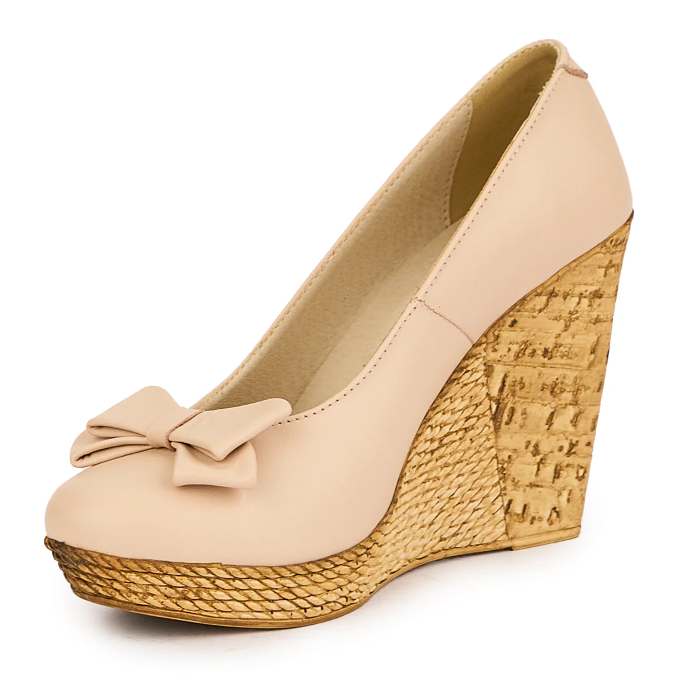 Pantofi dama din piele naturala bej-fard cu platforma 10.5 cm 16478 - Image 3